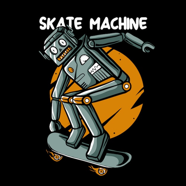 Retro robot skateboarden illustratie