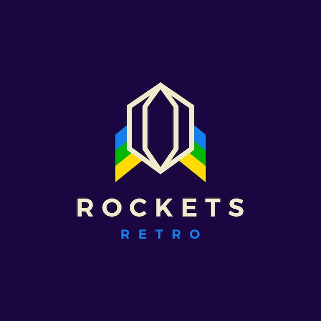 Retro Rocket Logo Vector icon illustration