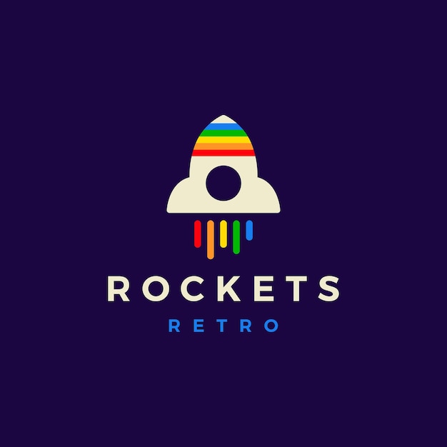 Retro Rocket Logo Vector icon illustration