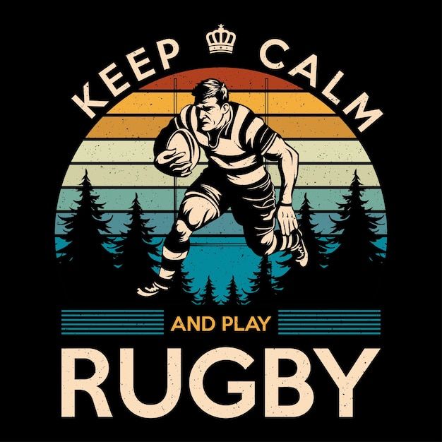 Retro Rugby Speler T-shirt Ontwerp Vector