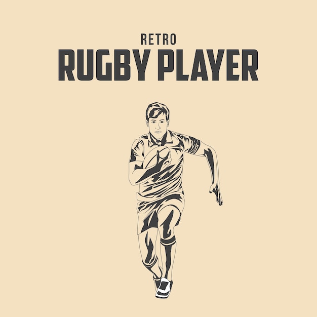 Retro rugbyspeler vector stock illustratie