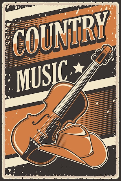 Vector retro rustic country music poster