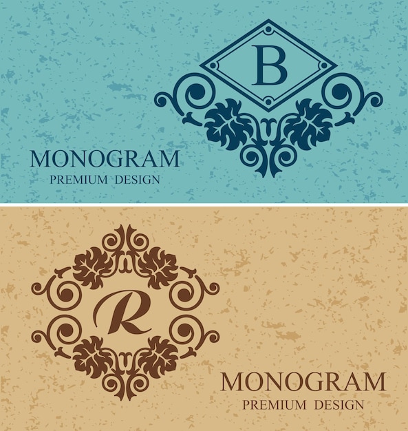 Vector retro salligraphic border monogram design elements ornamental frame vintage ornament greeting card vector template flourish calligraphy monogram vector illustration