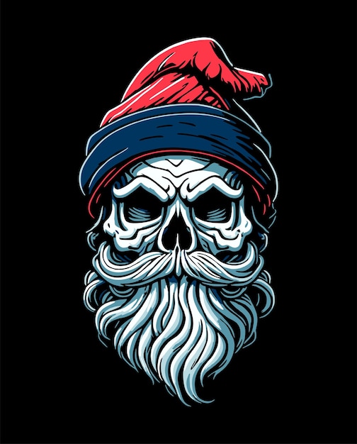 retro santa claus dead skull illustration