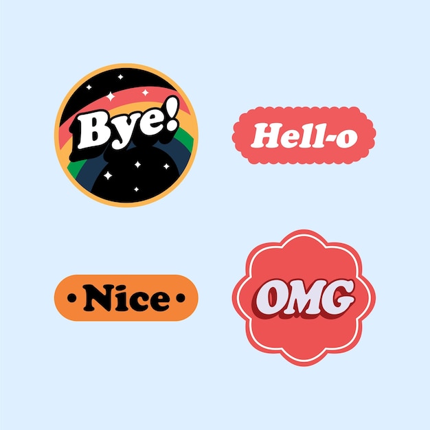 Retro schattige stickers collectie 3