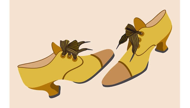 Retro schoenen met decoratie Vintage schoenen met kleine elegante hakken en veter Vector geïsoleerd