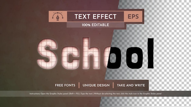 Retro school editable text effect font style