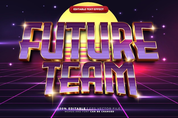 Retro SciFi Futuristische jaren 80 Bewerkbaar teksteffect Virtual Reality Tech