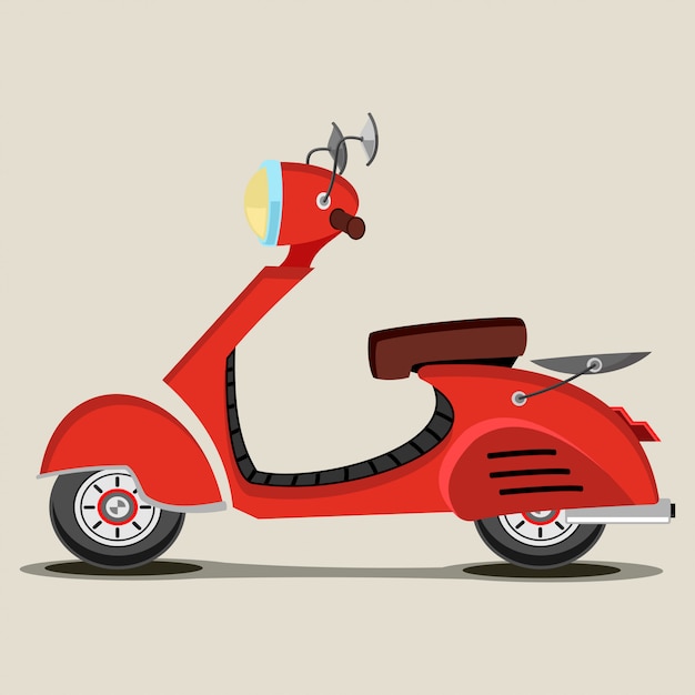 Illustrazione di cartone animato retrò scooter