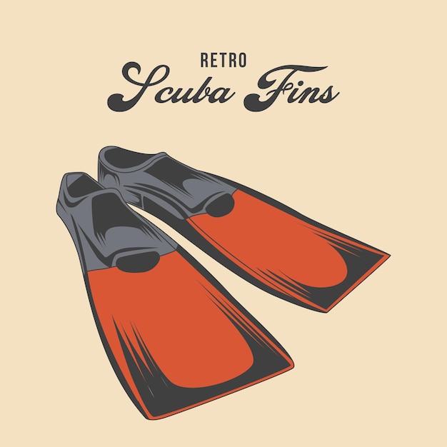 Retro scuba fins vector illustration