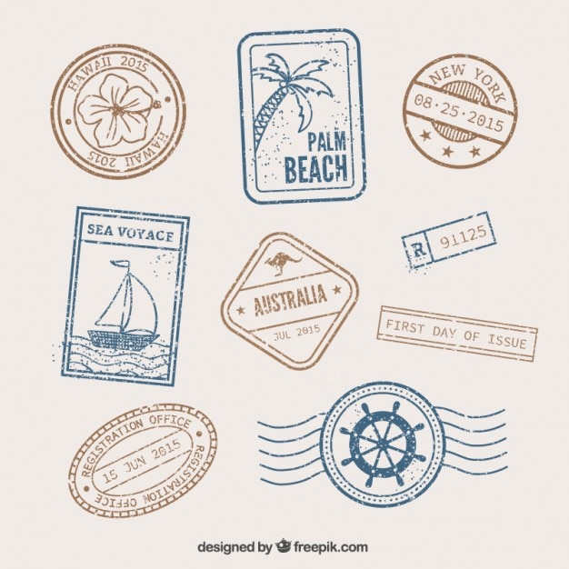 Vector retro sea stamps