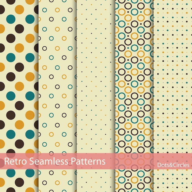 Retro seamless geometric patterns collection. Modern textile backgrounds for your design.