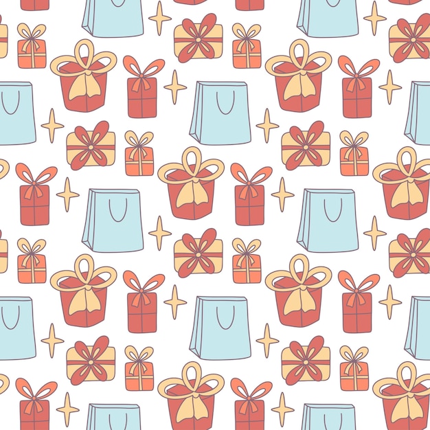 Retro seamless pattern with gift boxes