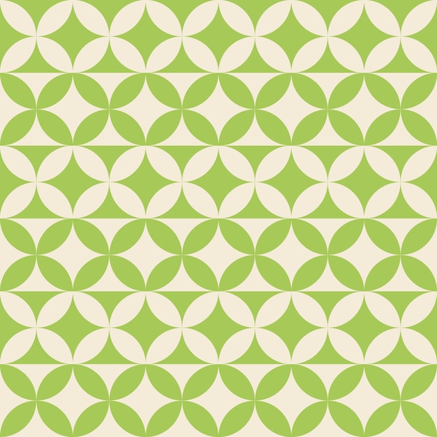 Vector retro seamless pattern with green and beige geometric shapes