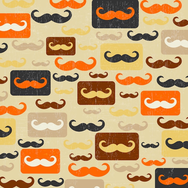 Vector retro seamless pattern with mustache