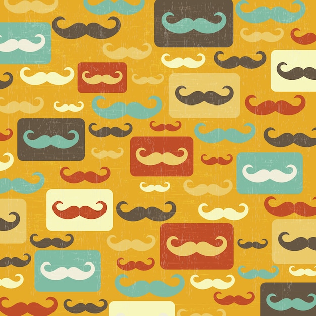 Vector retro seamless pattern with mustache