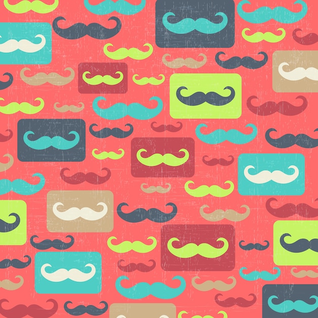 retro seamless pattern with mustache