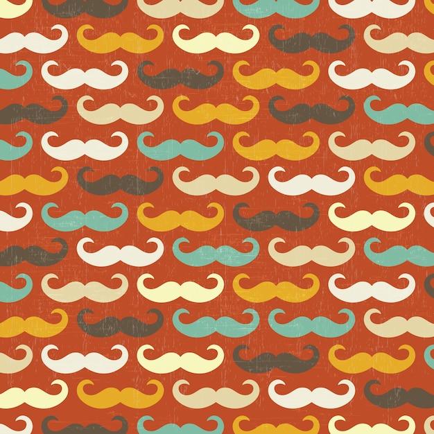 Retro seamless pattern with mustache