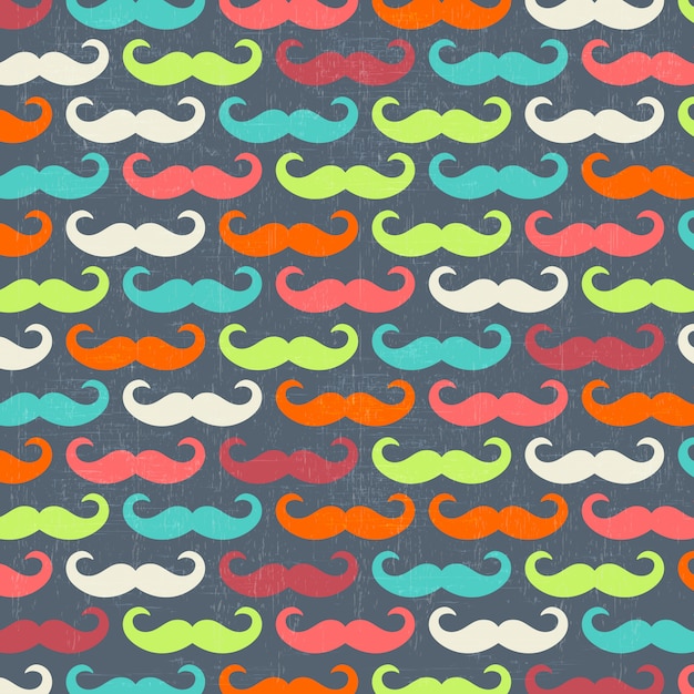 Vector retro seamless pattern with mustache