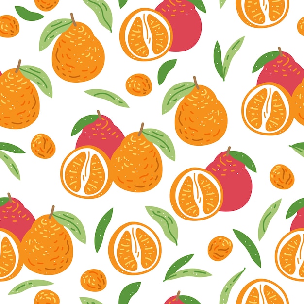 Retro seamless pattern with orange branch pattern