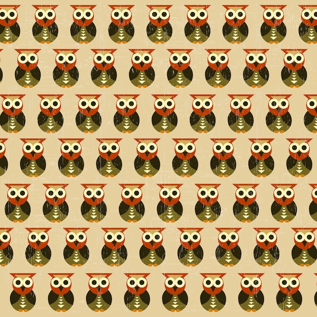 retro seamless pattern with owls