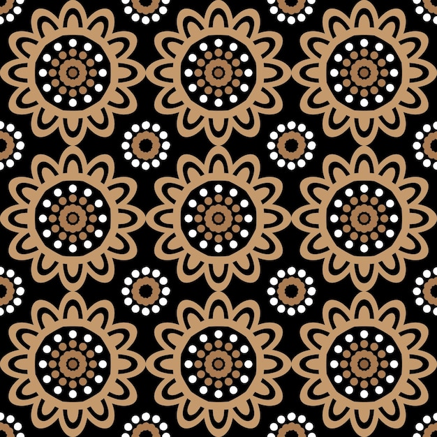 Retro Seamless Vector Pattern Design In Black Background