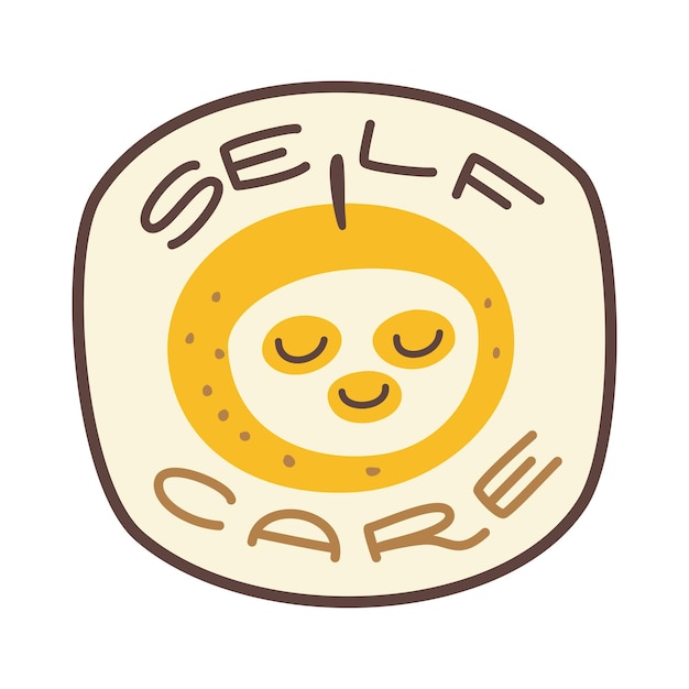 Retro selfcare sticker illustration