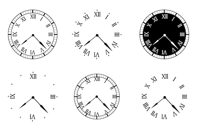Vettore orologio con set retrò icona dell'orologio icona vettore freccia illustrazione del simbolo dell'ora icona dell'ora dell'orologio illustrazione vettoriale eps 10