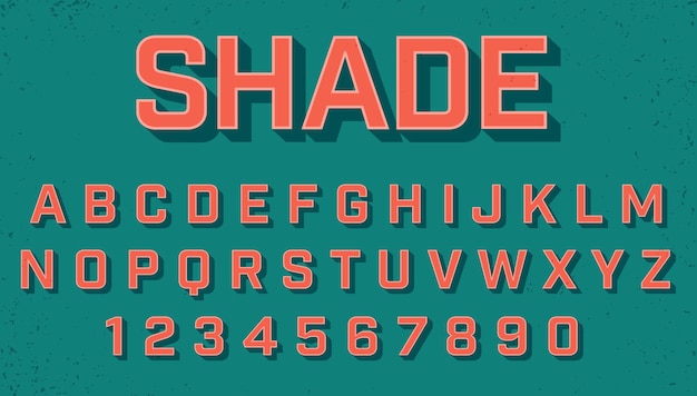 Vector retro shaded font set