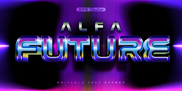 Vector retro shiny y2k editable text effect alfa future