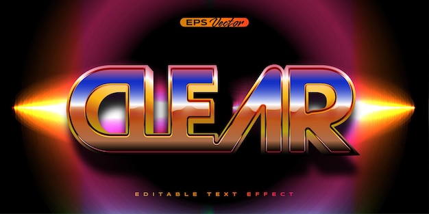 Retro shiny Y2K editable text effect clear over