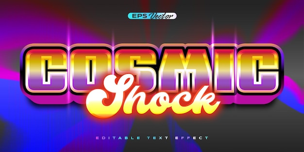 Retro shiny Y2K editable text effect cosmic shock