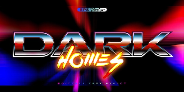 Retro shiny Y2K editable text effect dark homes