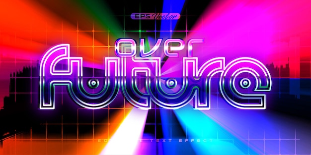 Retro shiny Y2K editable text effect over future