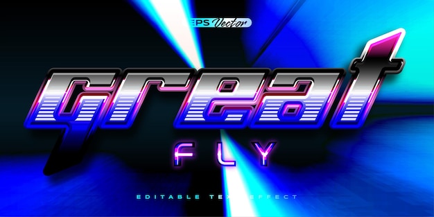 Retro shiny Y2K editable text effect great fly