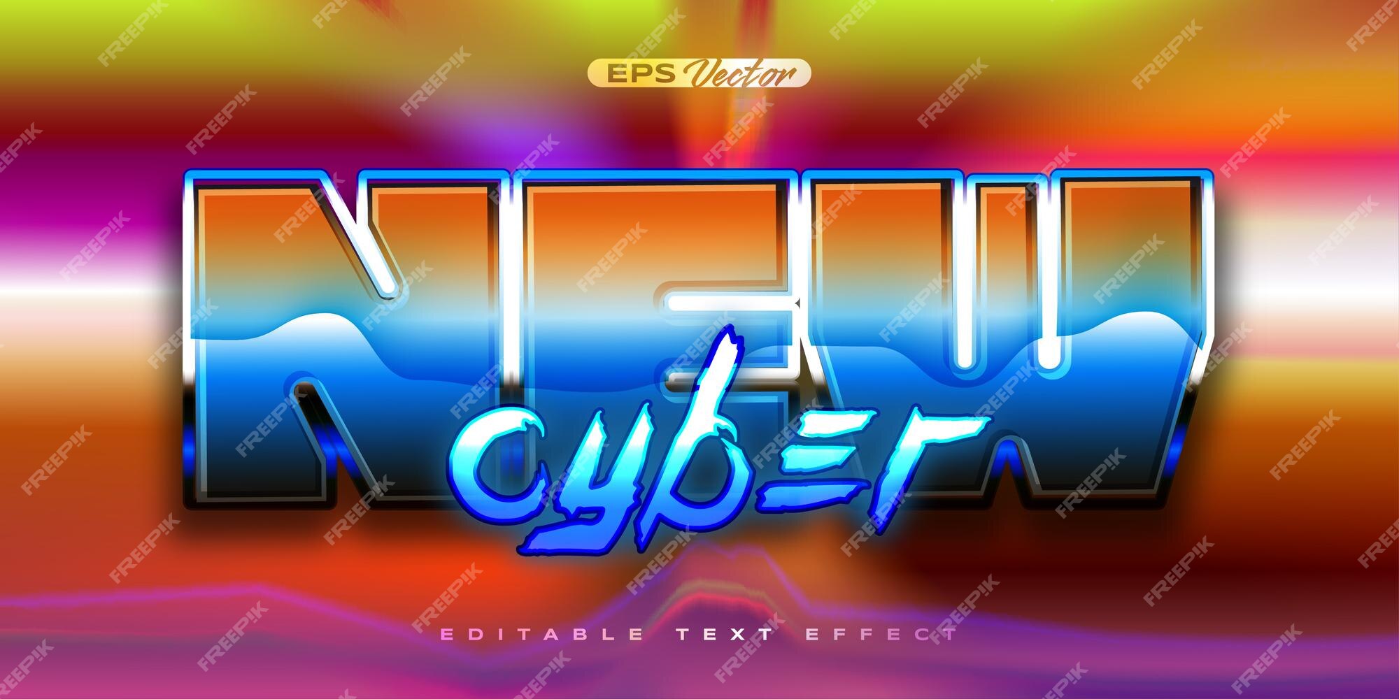 Retro shiny Y2K editable text effect discovery cyber