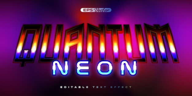 Vector retro shiny y2k editable text effect quantum neon