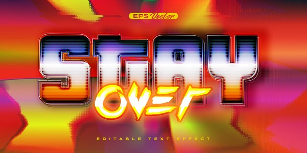 Vector retro shiny y2k editable text effect stay over