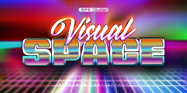 Retro shiny Y2K editable text effect visual space