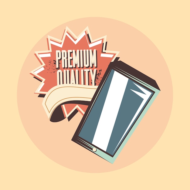 Retro shopping cellphone premium quality vector illustration