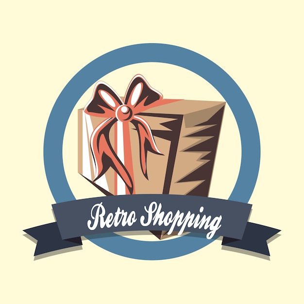 Retro shopping gift box vintage emblem style