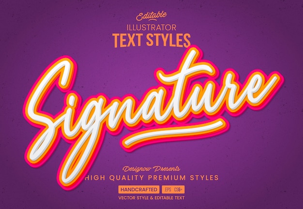 Vector retro signature text style