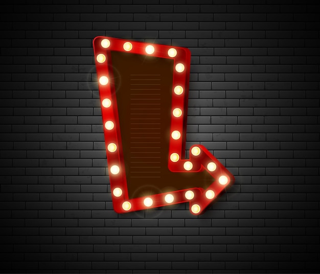 Retro signboard with shiny lights illustration