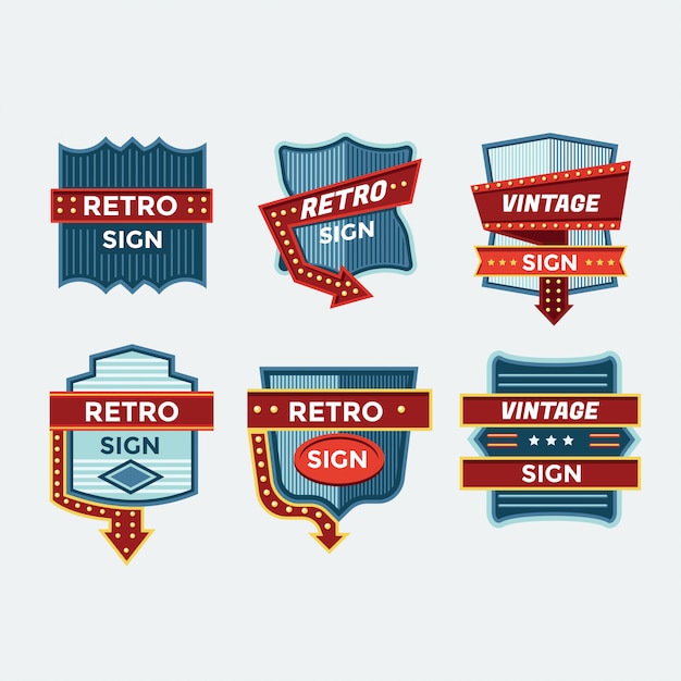 Vector retro signs and vintage neon signs colorful collection