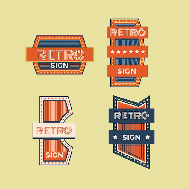 Retro signs and vintage neon signs colorful collection