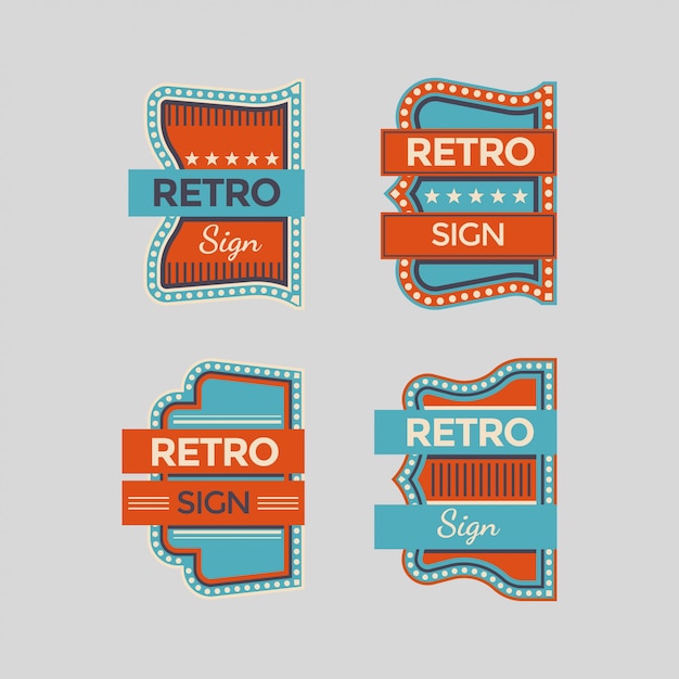 Retro signs and vintage neon signs colorful collection