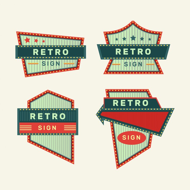 Retro signs and vintage neon signs colorful collection
