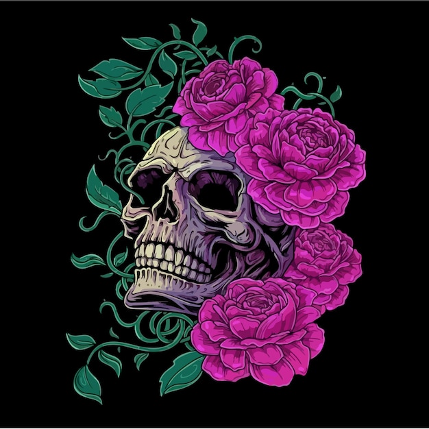 Retro skull hand illustration