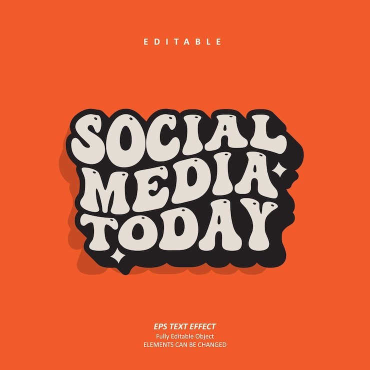 retro sociale media post vandaag titel groovy teksteffect bewerkbare premium premium vector