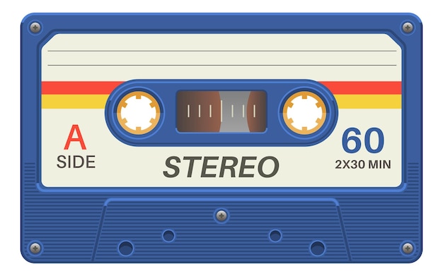 Retro sound tape old plastic audio cassette